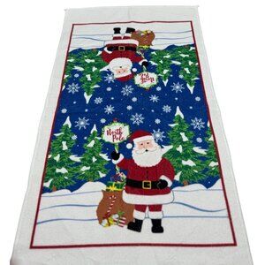 Santa Claus North Pole Christmas Kitchen Towel Festive Design & Snowy READ
